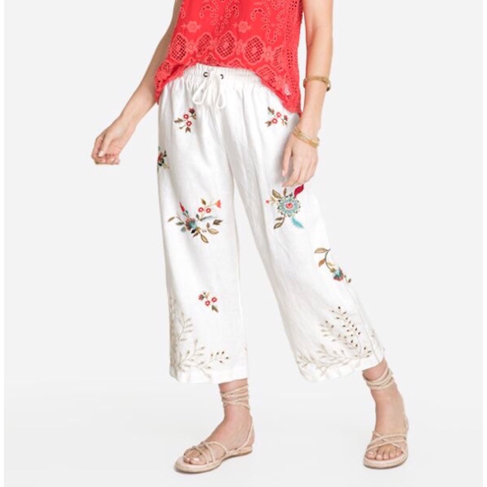 Johnny Was Lidia Cropped Heavy Linen Pant